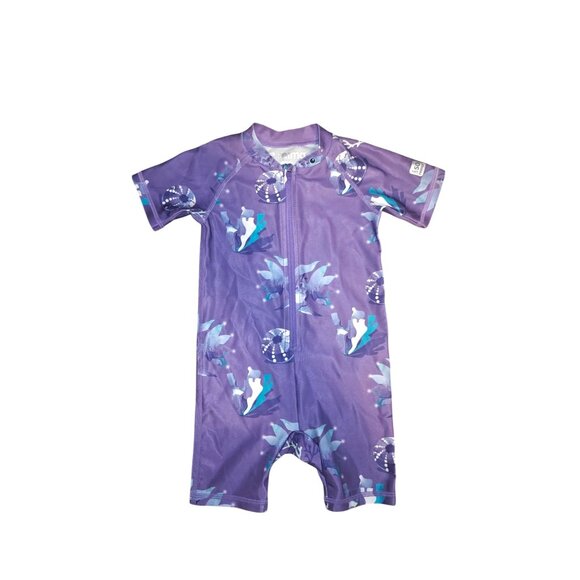 Reima Baby UPF 50 One Piece Swimsuit 12-18 Months Fish Print Purple NWOT - Picture 1 of 3